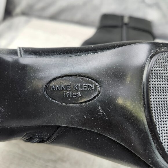 AK Anne Klein Women Size 8 Kalana Black  Over Ankle Iflex Side Zip Faux Leather - Picture 11 of 15